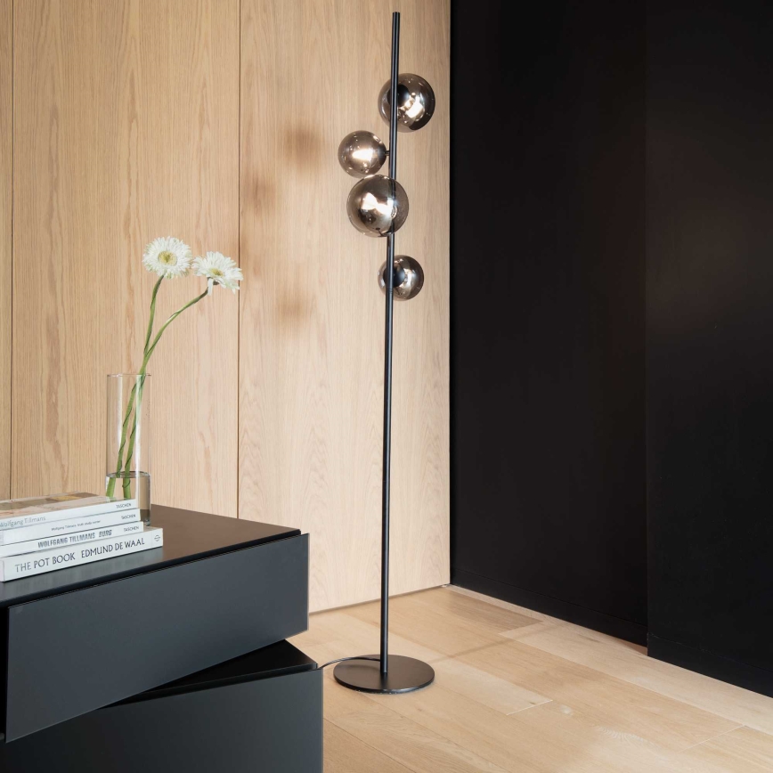 Ideal Lux - LED Grīdas stāvlampa PERLAGE 4xG9/3W/230V melna/dūmakains