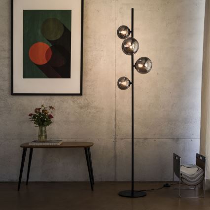 Ideal Lux - LED Grīdas stāvlampa PERLAGE 4xG9/3W/230V melna/dūmakains