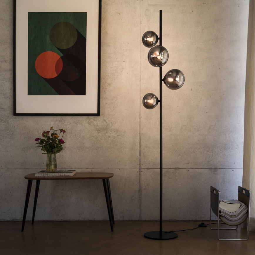 Ideal Lux - LED Grīdas stāvlampa PERLAGE 4xG9/3W/230V melna/dūmakains