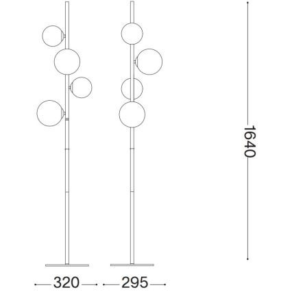 Ideal Lux - LED Grīdas stāvlampa PERLAGE 4xG9/3W/230V zelta/balta