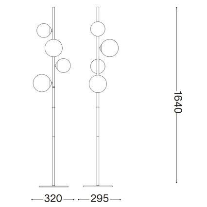 Ideal Lux - LED Grīdas stāvlampa PERLAGE 4xG9/3W/230V zelta/dūmakains