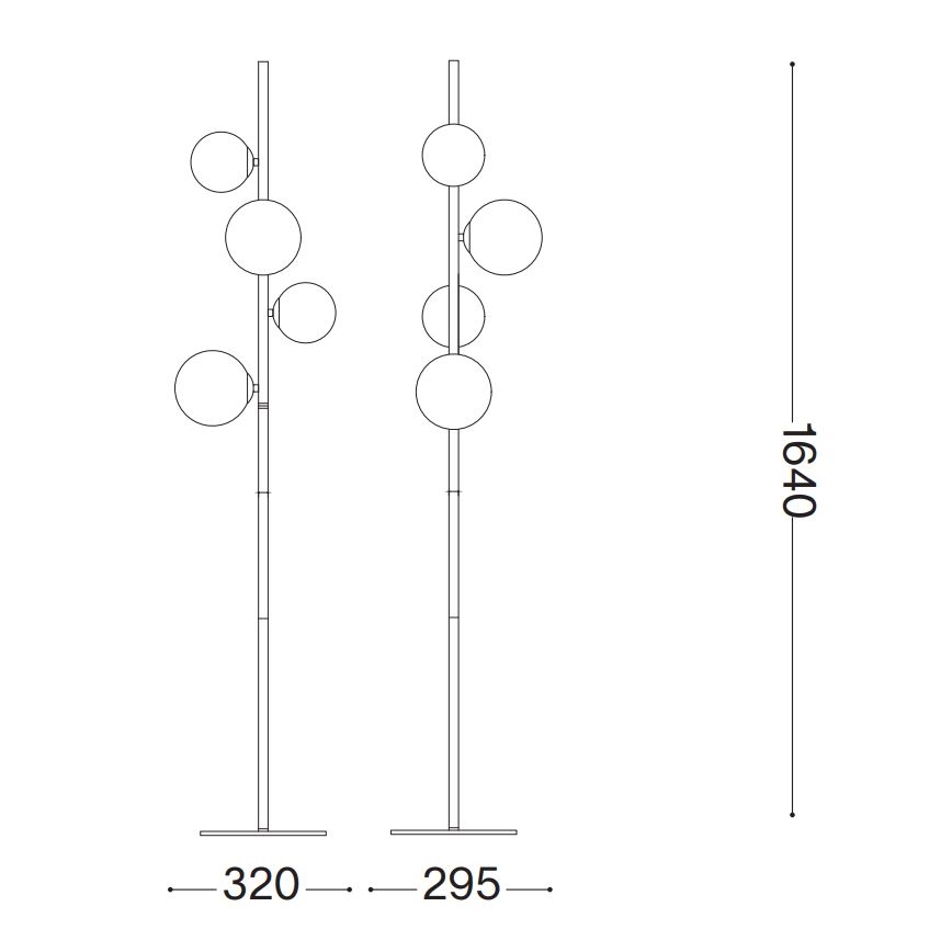 Ideal Lux - LED Grīdas stāvlampa PERLAGE 4xG9/3W/230V zelta/dūmakains
