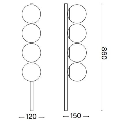 Ideal Lux - LED Griestu lampa BINOMIO 4xG9/3W/230V melna