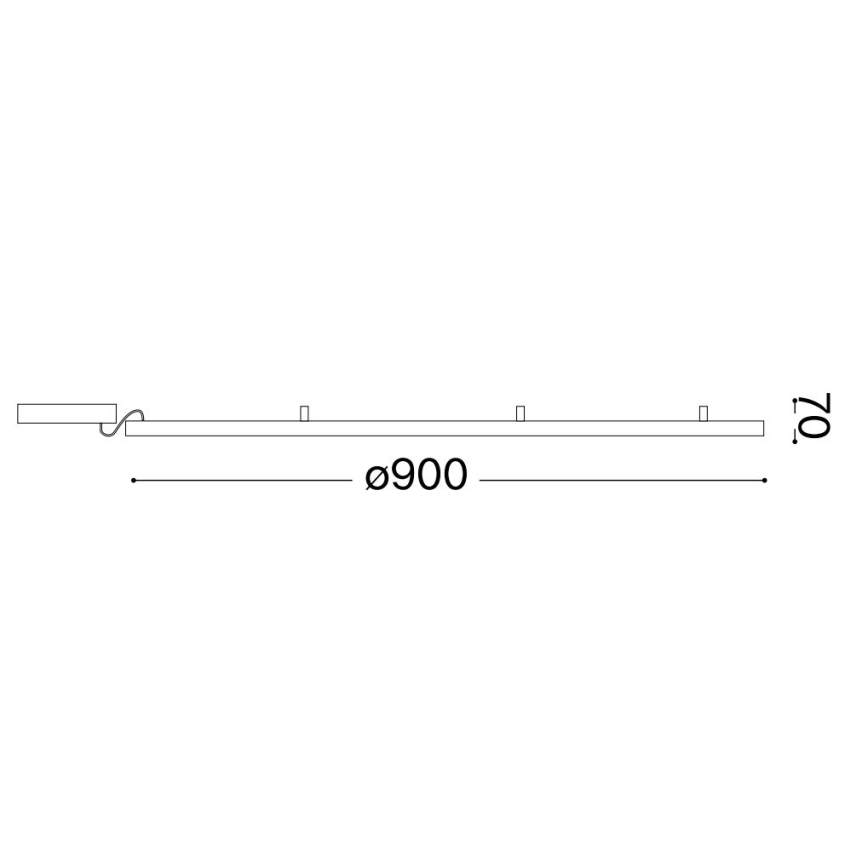 Ideal Lux - LED Griestu lampa ORACLE S LED/53W/230V 2700K d. 90 cm melna