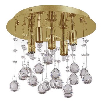 Ideal Lux - LED Kristāla griestu lampa MOONLIGHT 5xG9/3W/230V d. 26 cm zelta
