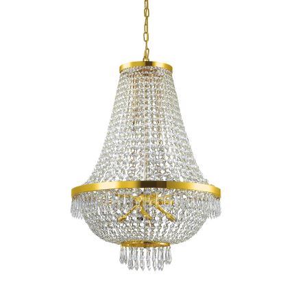 Ideal Lux - LED Kristāla lustra ar ķēdi CAESAR 12xG9/3W/230V d. 55 cm zelta