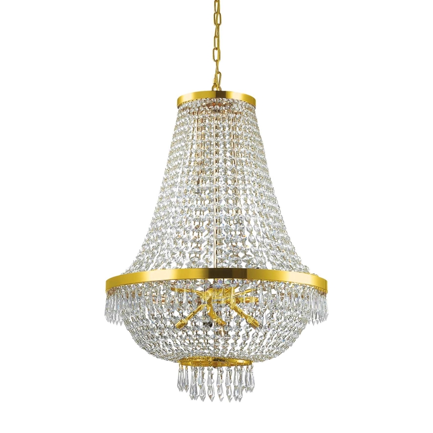 Ideal Lux - LED Kristāla lustra ar ķēdi CAESAR 12xG9/3W/230V d. 55 cm zelta