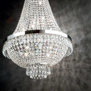 Ideal Lux - LED Kristāla lustra ar ķēdi CAESAR 9xG9/3W/230V d. 45 cm spīdīgi hromēts