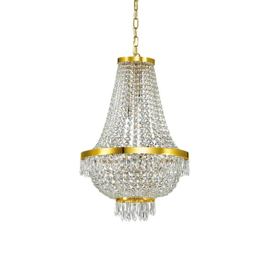 Ideal Lux - LED kristāla lustra ar ķēdi CAESAR 9xG9/3W/230V Ø 45 cm zeltaina