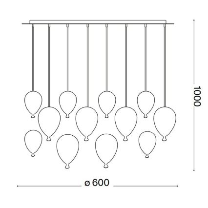 Ideal Lux - LED Lustra ar auklu CLOWN 12xG9/3W/230V d. 60 cm krāsaina