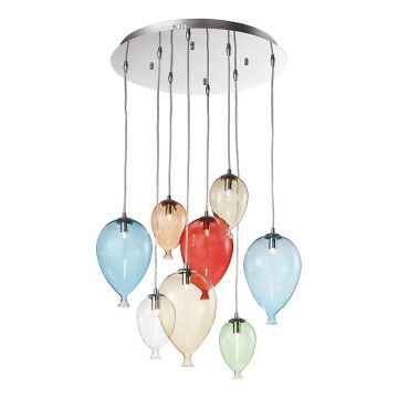 Ideal Lux - LED Lustra ar auklu CLOWN 8xG9/3W/230V d. 50 cm krāsaina
