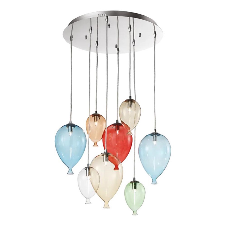Ideal Lux - LED Lustra ar auklu CLOWN 8xG9/3W/230V d. 50 cm krāsaina