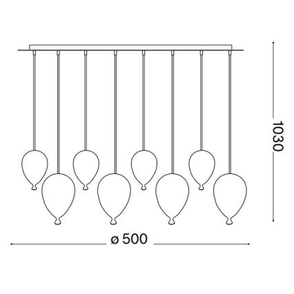 Ideal Lux - LED Lustra ar auklu CLOWN 8xG9/3W/230V d. 50 cm krāsaina