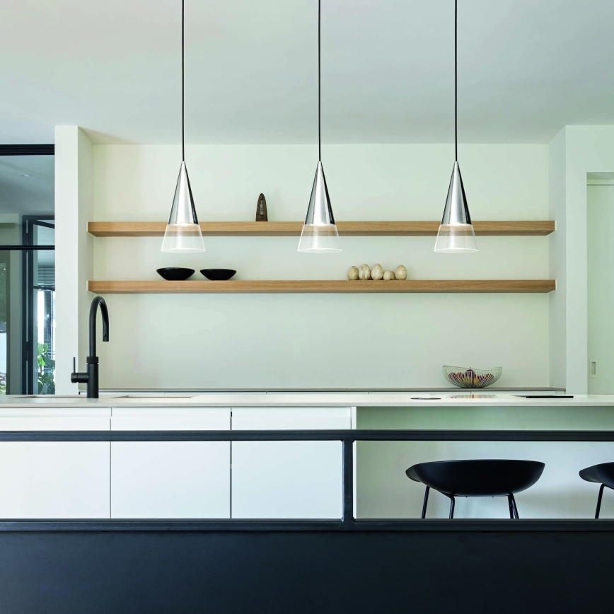 Ideal Lux - LED Lustra ar auklu CONO 1xGU10/7W/230V d. 15 cm CRI 90 spīdīgi hromēts