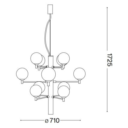 Ideal Lux - LED Lustra ar auklu COPERNICO 12xG9/3W/230V d. 71 cm melna