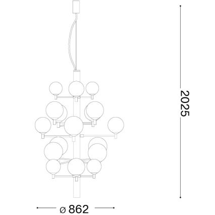 Ideal Lux - LED Lustra ar auklu COPERNICO 20xG9/3W/230V d. 86 cm melna