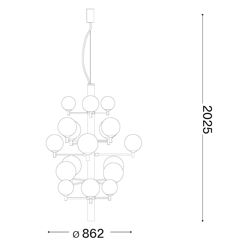 Ideal Lux - LED Lustra ar auklu COPERNICO 20xG9/3W/230V d. 86 cm melna