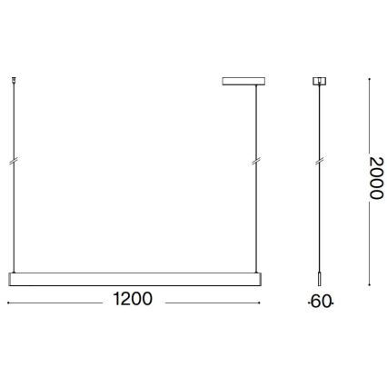 Ideal Lux - LED Lustra ar auklu DESK LED/36W/230V 120 cm CRI 90 balta