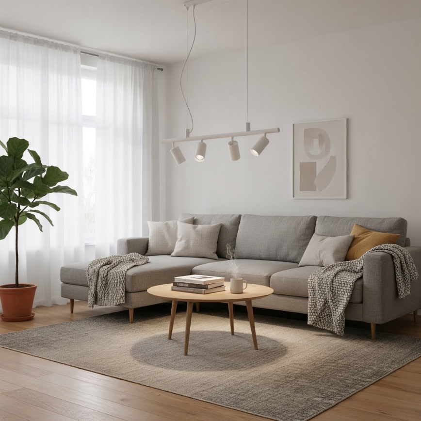 Ideal Lux - LED Lustra ar auklu DYNAMITE 4xGU10/7W/230V CRI 90 balta