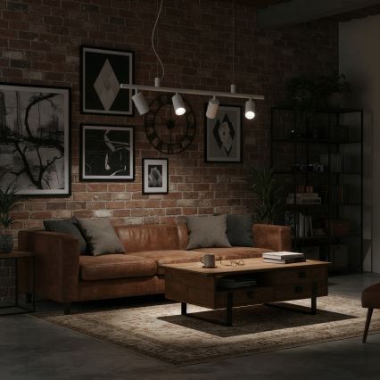 Ideal Lux - LED Lustra ar auklu DYNAMITE 4xGU10/7W/230V CRI 90 balta