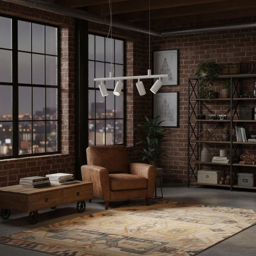 Ideal Lux - LED Lustra ar auklu DYNAMITE 4xGU10/7W/230V CRI 90 balta