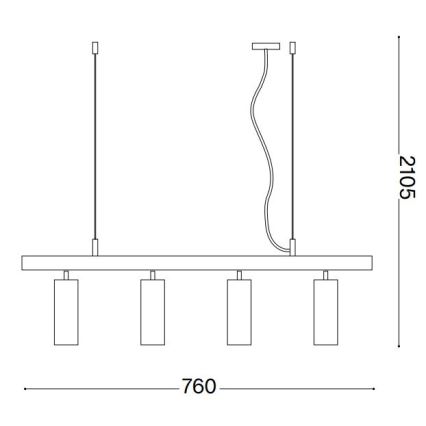 Ideal Lux - LED Lustra ar auklu DYNAMITE 4xGU10/7W/230V CRI 90 melna