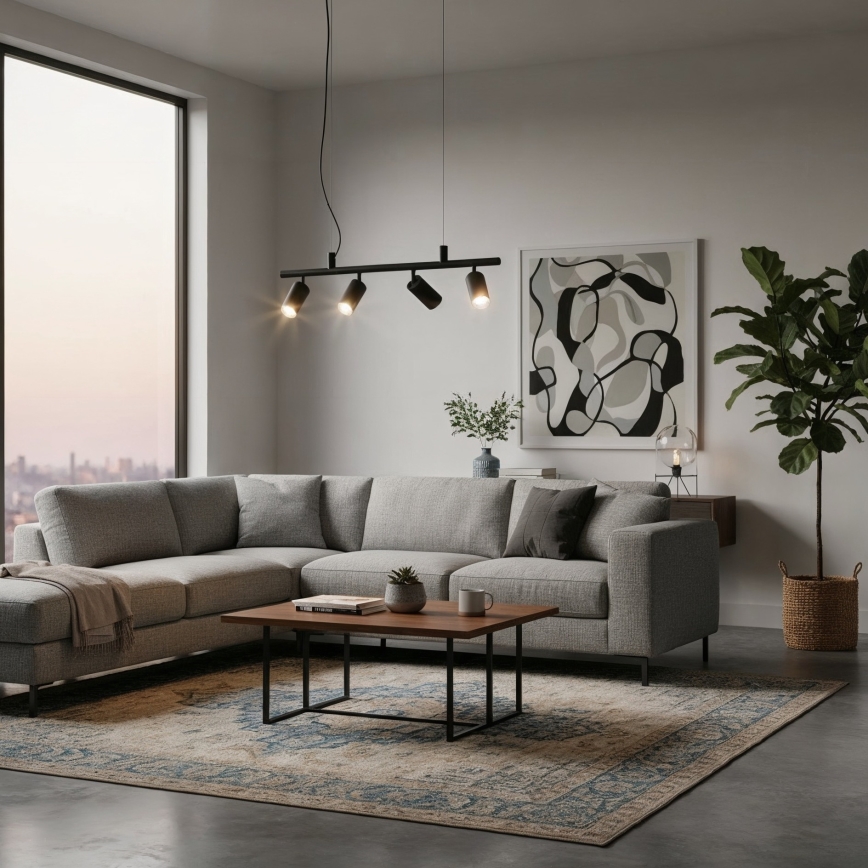 Ideal Lux - LED Lustra ar auklu DYNAMITE 4xGU10/7W/230V CRI 90 melna