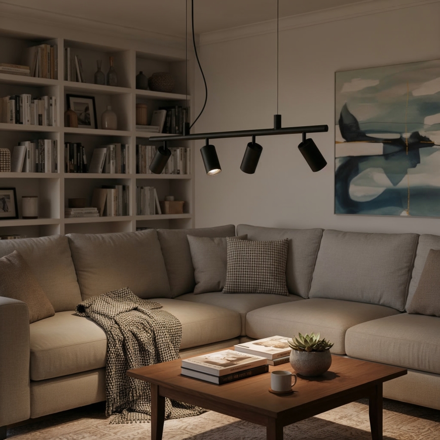 Ideal Lux - LED Lustra ar auklu DYNAMITE 4xGU10/7W/230V CRI 90 melna