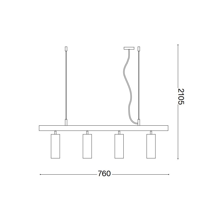 Ideal Lux - LED Lustra ar auklu DYNAMITE 4xGU10/7W/230V CRI 90 melna