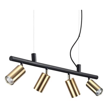 Ideal Lux - LED Lustra ar auklu DYNAMITE 4xGU10/7W/230V CRI 90 melna/misiņš