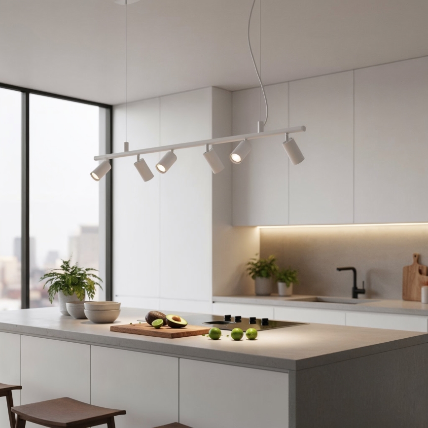 Ideal Lux - LED Lustra ar auklu DYNAMITE 6xGU10/7W/230V CRI 90 balta