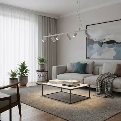 Ideal Lux - LED Lustra ar auklu DYNAMITE 6xGU10/7W/230V CRI 90 balta