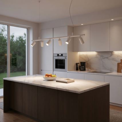 Ideal Lux - LED Lustra ar auklu DYNAMITE 6xGU10/7W/230V CRI 90 balta