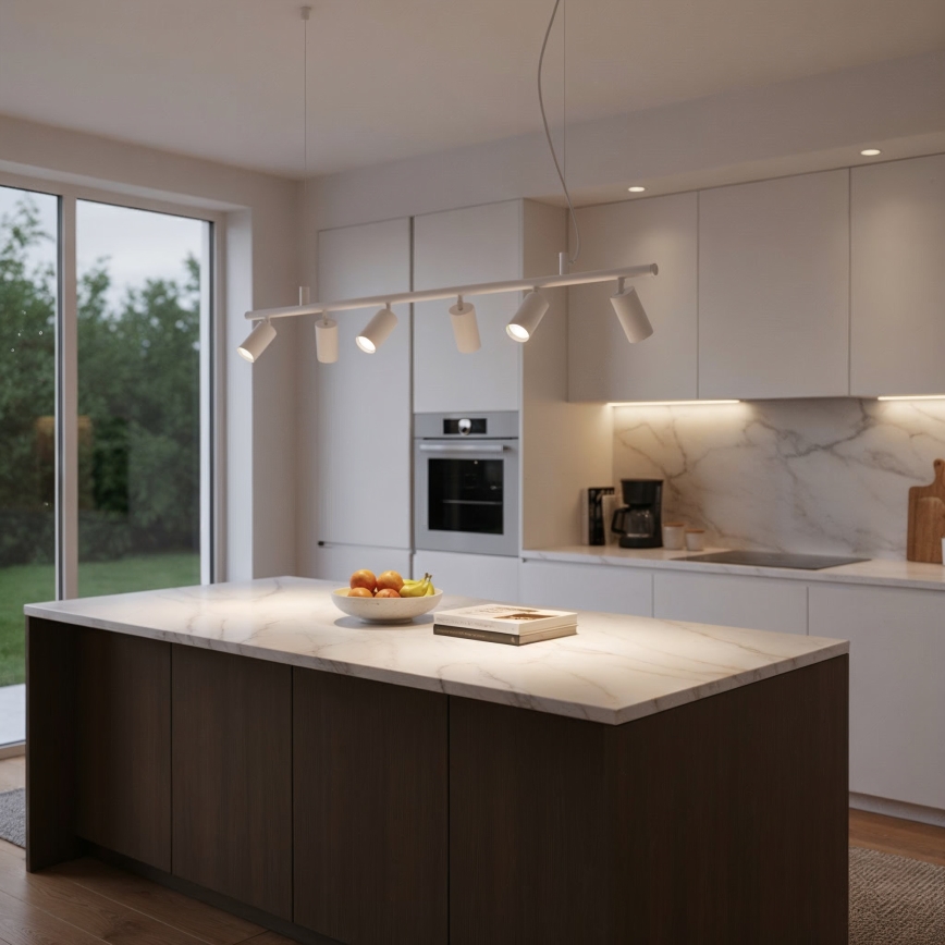 Ideal Lux - LED Lustra ar auklu DYNAMITE 6xGU10/7W/230V CRI 90 balta