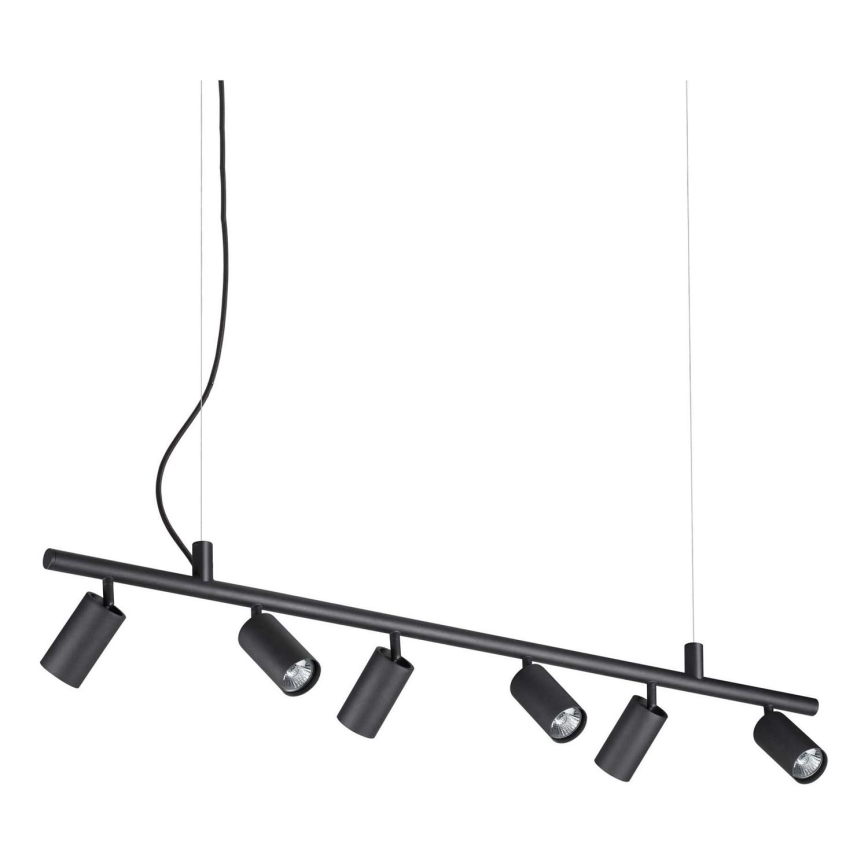 Ideal Lux - LED Lustra ar auklu DYNAMITE 6xGU10/7W/230V CRI 90 melna