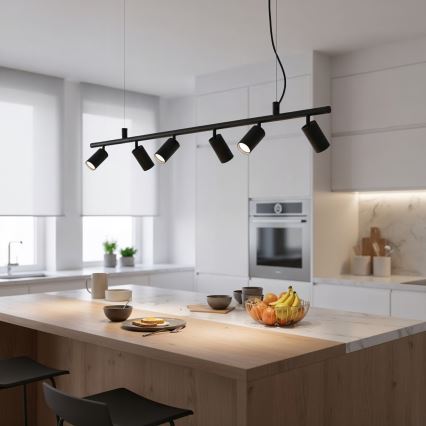 Ideal Lux - LED Lustra ar auklu DYNAMITE 6xGU10/7W/230V CRI 90 melna