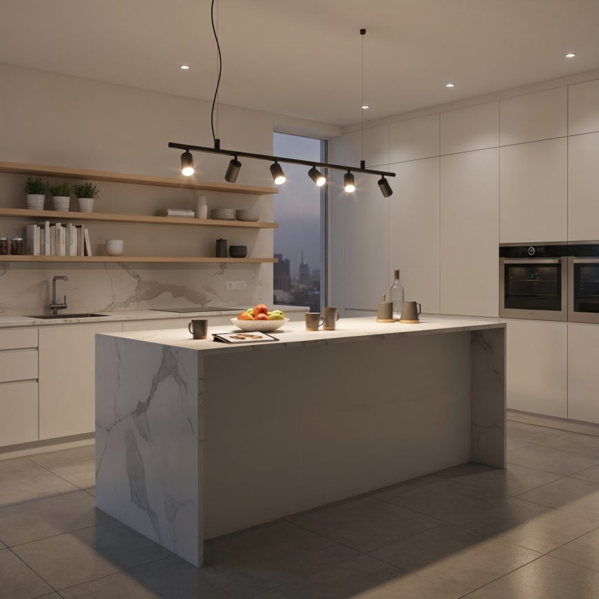 Ideal Lux - LED Lustra ar auklu DYNAMITE 6xGU10/7W/230V CRI 90 melna