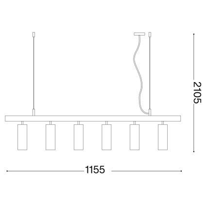 Ideal Lux - LED Lustra ar auklu DYNAMITE 6xGU10/7W/230V CRI 90 melna