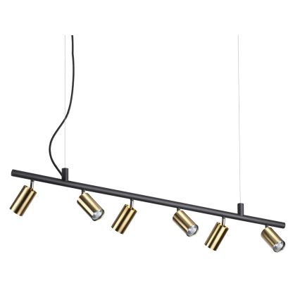 Ideal Lux - LED Lustra ar auklu DYNAMITE 6xGU10/7W/230V CRI 90 melna/misiņš