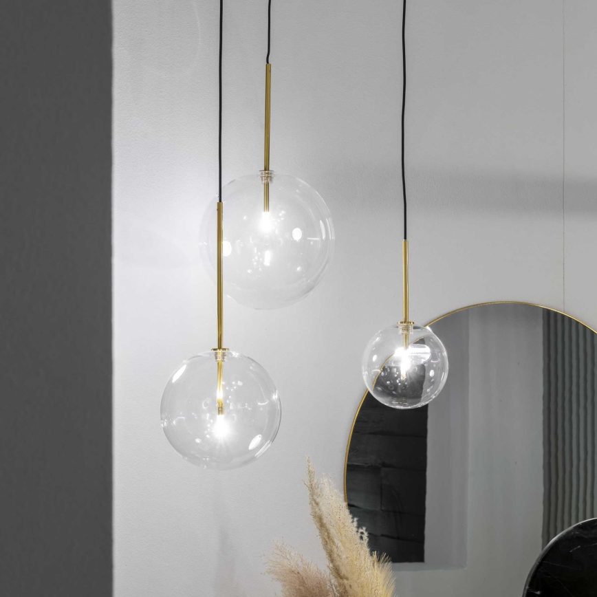 Ideal Lux - LED Lustra ar auklu EQUINOXE 1xG4/2W/230V d. 15 cm misiņš/caurspīdīga