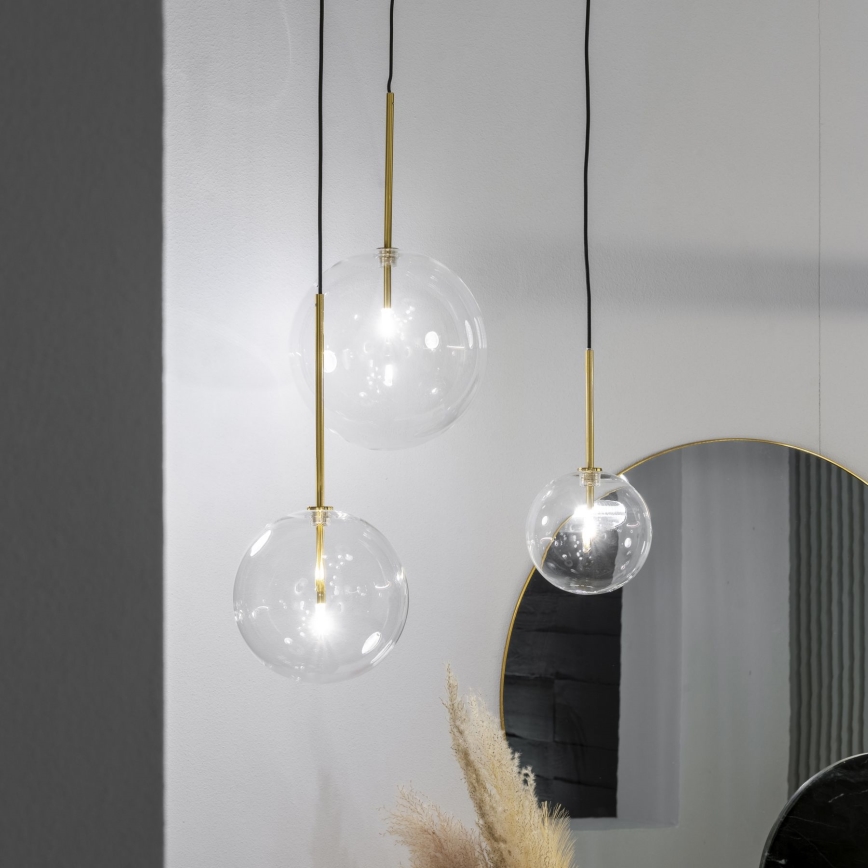 Ideal Lux - LED Lustra ar auklu EQUINOXE 1xG4/2W/230V d. 25 cm misiņš/caurspīdīga