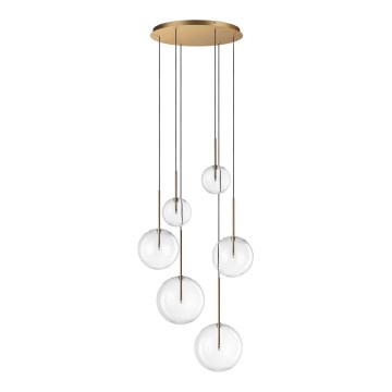 Ideal Lux - LED Lustra ar auklu EQUINOXE 6xG4/2W/230V d. 65 cm misiņš/caurspīdīga