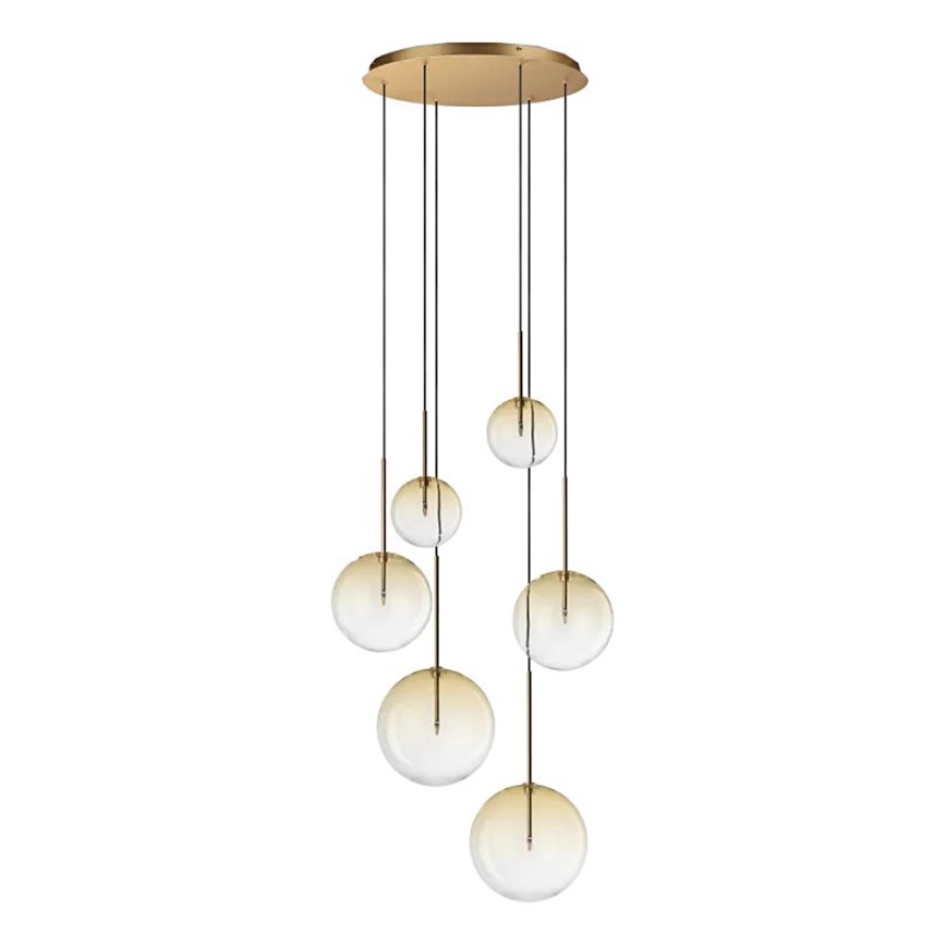Ideal Lux - LED Lustra ar auklu EQUINOXE 6xG4/2W/230V d. 65 cm misiņš/dūmakains
