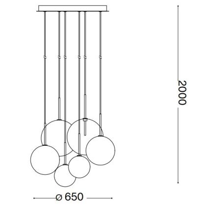 Ideal Lux - LED Lustra ar auklu EQUINOXE 6xG4/2W/230V d. 65 cm misiņš/dūmakains