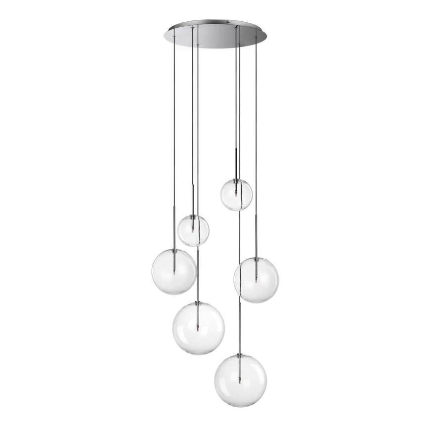 Ideal Lux - LED Lustra ar auklu EQUINOXE 6xG4/2W/230V d. 65 cm spīdīgi hromēts/caurspīdīga