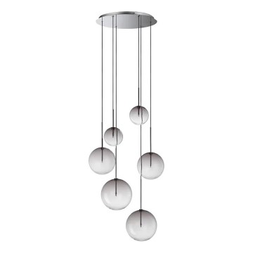 Ideal Lux - LED Lustra ar auklu EQUINOXE 6xG4/2W/230V d. 65 cm spīdīgi hromēts/dūmakains