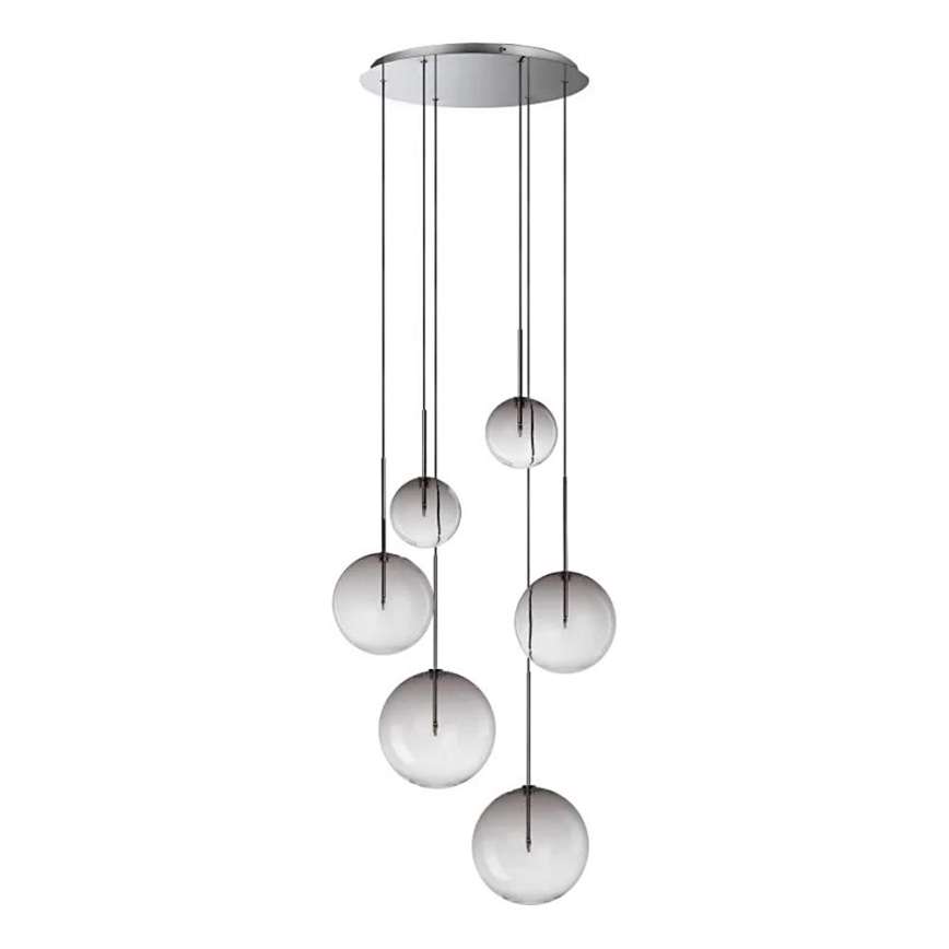 Ideal Lux - LED Lustra ar auklu EQUINOXE 6xG4/2W/230V d. 65 cm spīdīgi hromēts/dūmakains