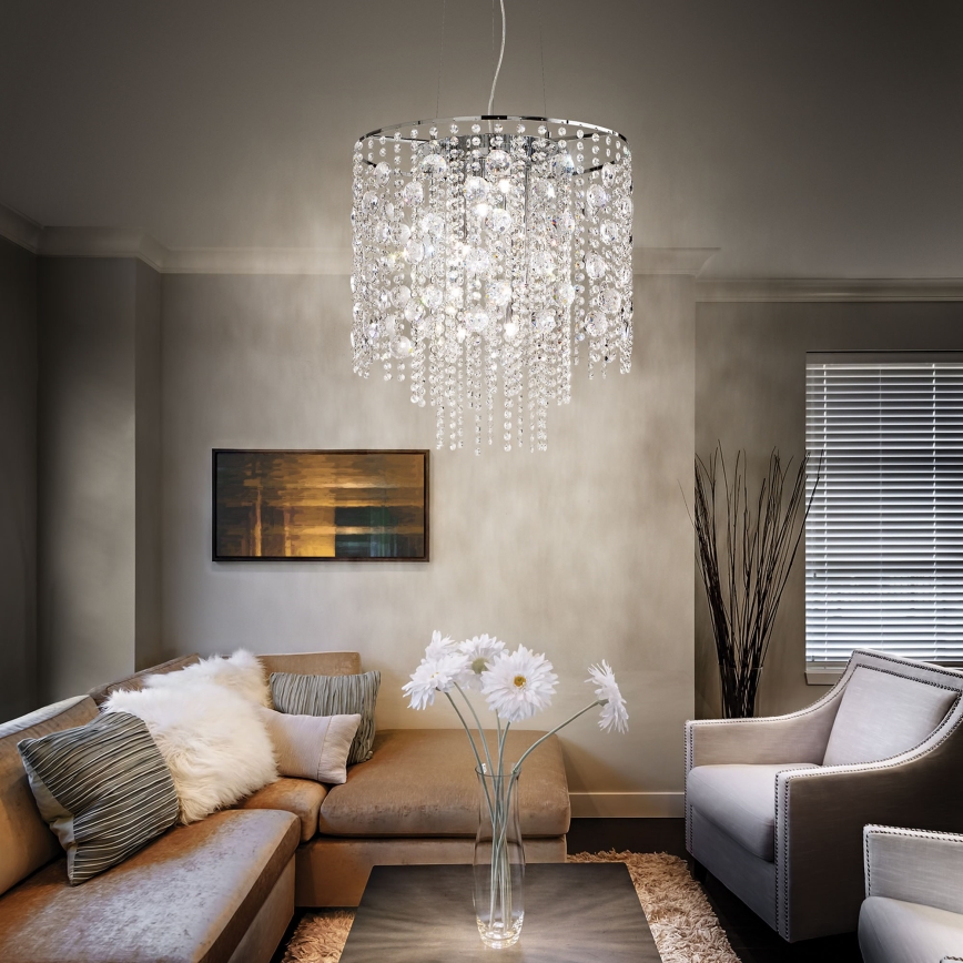 Ideal Lux - LED Kristāla lustra ar auklu EVASIONE 8xG9/3W/230V d. 41 cm spīdīgi hromēts