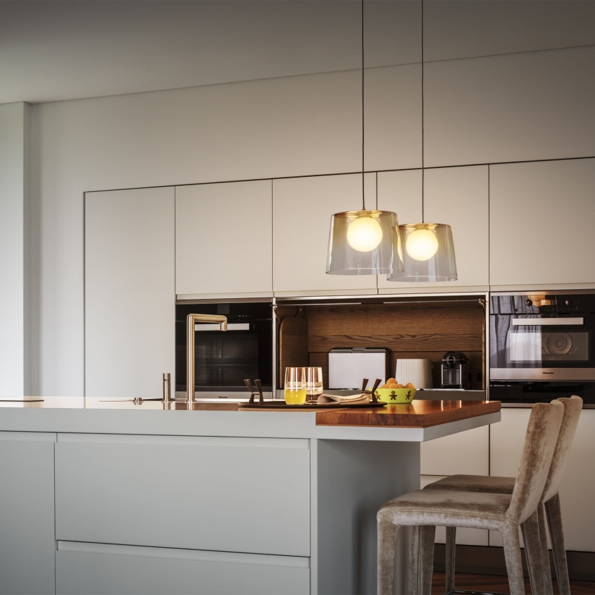 Ideal Lux - LED Lustra ar auklu FADE 1xG9/3W/230V d. 27,3 cm zelta/dūmakains