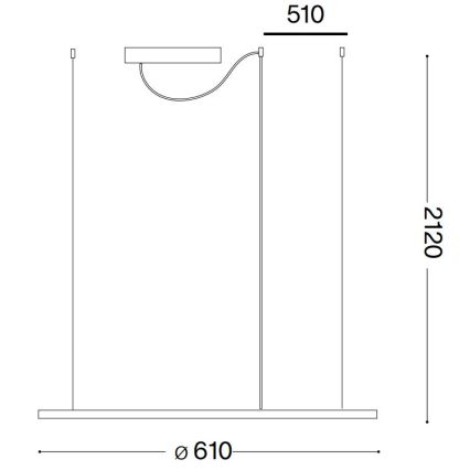 Ideal Lux - LED Lustra ar auklu HULAHOOP LED/28W/230V 3000K d. 61 cm CRI 90 balta